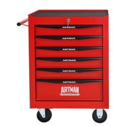Rolling Metal Tool Chest With 6 Drawers, 20" Steel Storage Cabinet With Ball Bearing Slides - Red / Black