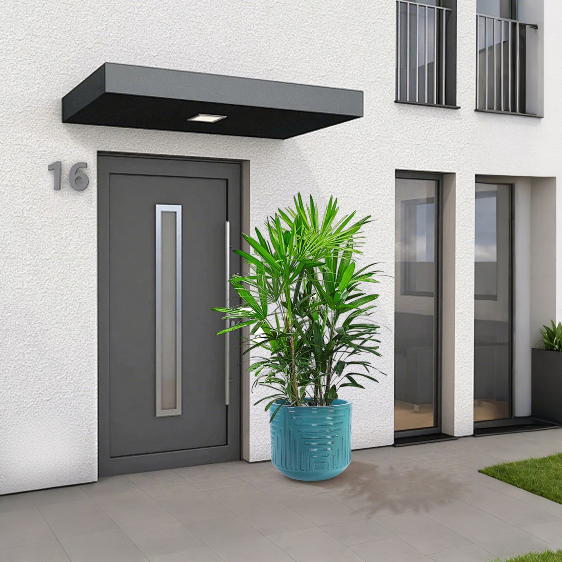 Ceramic Flowerpot, Planter For Patio, Garden, Windowsill - Cyan - Image 4