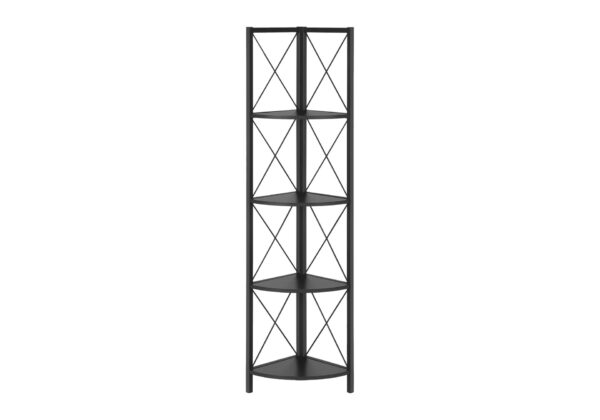 Bookshelf, Bookcase, Etagere, Corner, 4 Tier, Office, Contemporary - Black