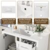 36" Bathroom Vanity With Solid Pine Frame, Soft Close Door Drawers - White - Image 9