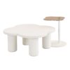 Modern Coffee Table (Set of 2), Irregular Shape Coffee Table With Four Roman Column Legs And End Table With Glass Top For Living Room - White - Image 10