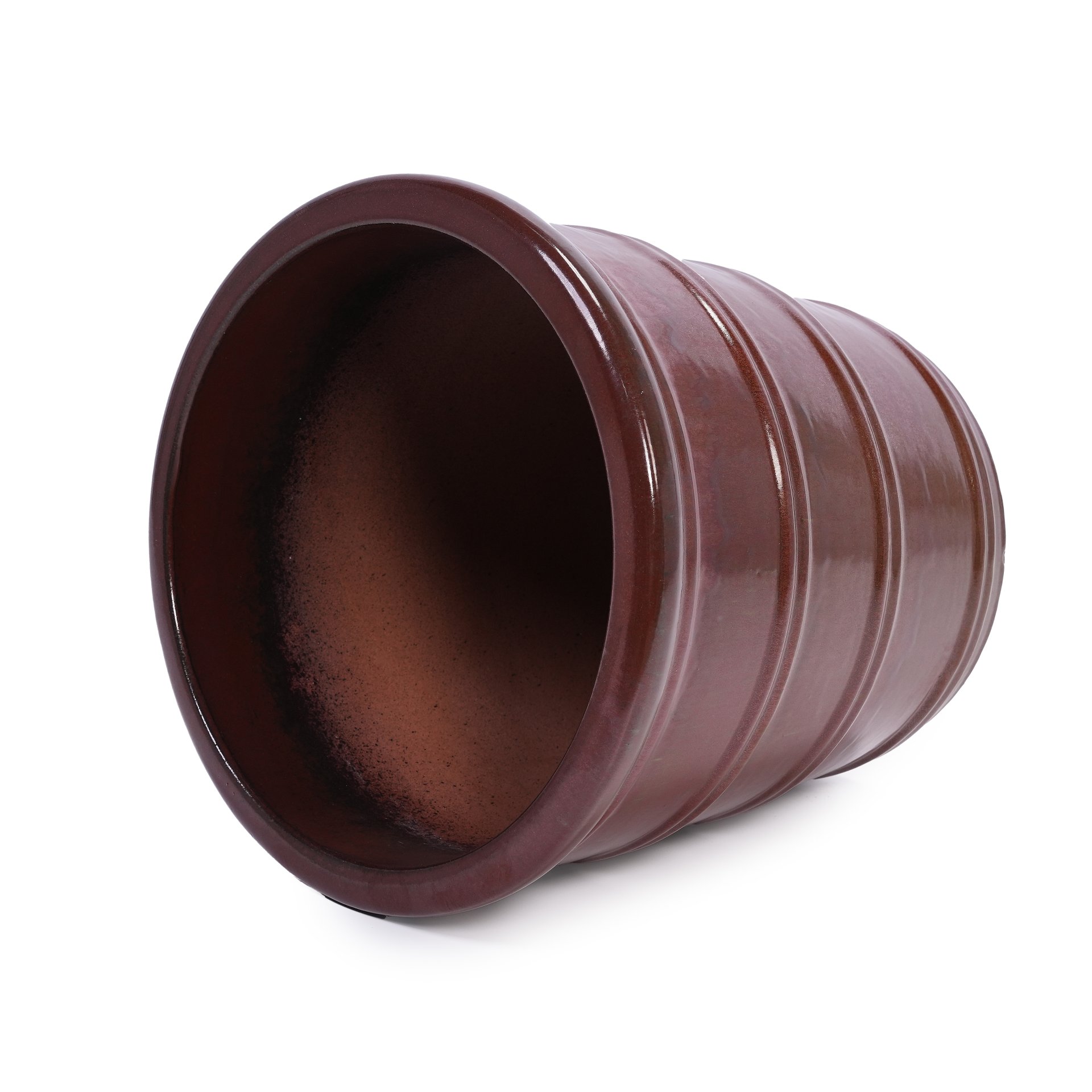 3 Pieces Ceramic Flowerpot, Planter For Patio, Garden Or Windowsills - Bean Paste Red - Image 8