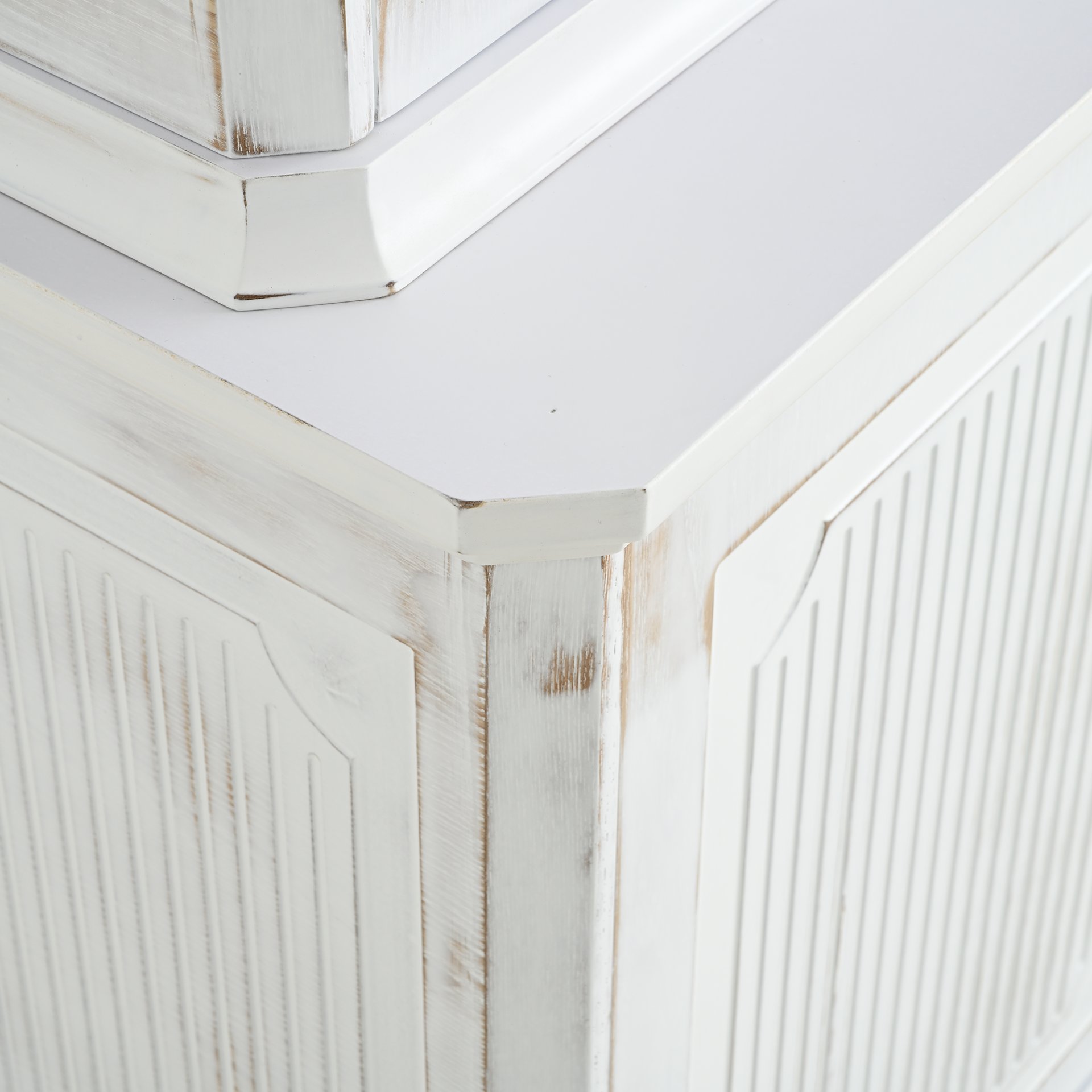 Vintage Display Cabinet With Double Glass Doors, Traditional Style Hutch For Home Or Workspace Washed - White Washed - Image 16