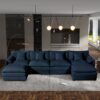 Modular Sectional Sofa, Oversized Deep Seat U Shaped Couch Set, 4 Seater Comfy Cloud Couches With Movable Ottomans, Chenille - Blue - Image 19