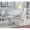 5 Piece Wooden Dining Table Set With Rectangular Table And 4 Upholstered Chairs Dining Room Set With Crystal Decoration For Kitchen Or Dining Room - Light Gray / White - Image 5