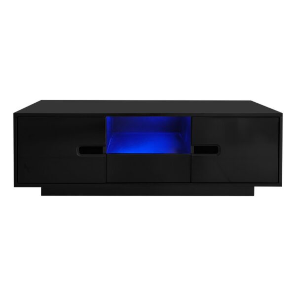 Modern High Glossy Rectangle Coffee Table, Accent Furniture With 16 Color LED Lights For Living Room - Black