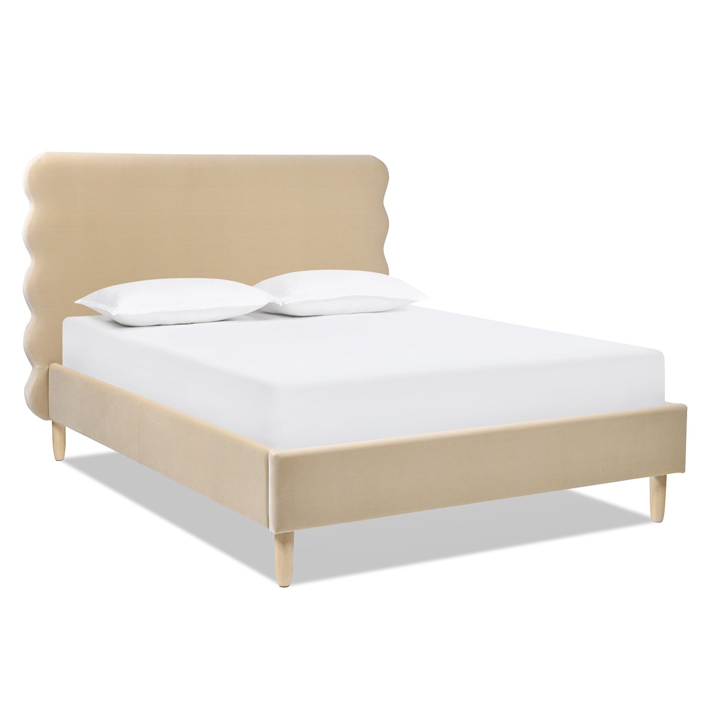 Stockholm - Queen Modern Wavy Headboard Platform Bed - Fawn Brown - Image 7