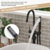 Freestanding Bathtub Faucet Floor Mount Tub Filler With Swivel Gooseneck Spout And Cylinder Handheld - Matte Black - Image 7
