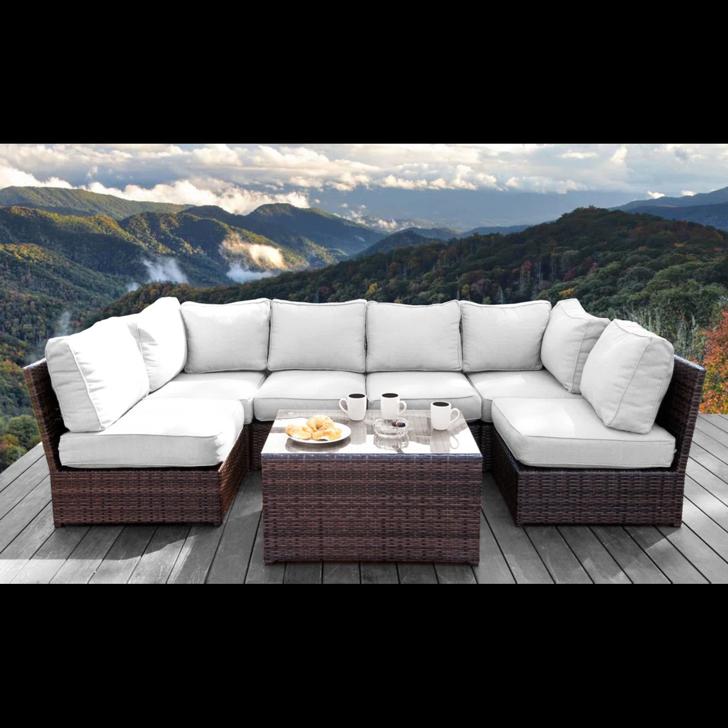 Outdoor Seating Set With Cushions - Espresso - Image 5
