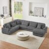 Modern Oversized U Shaped Sectional Sofa With Chaise Lounge - Dark Gray - Image 3