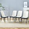Modern 2 Tone Dining Chairs With Gold Decorated Legs Metal Legs, (Set of 4) - White / Black - Image 5