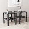 Glass Two Layer Tea Table, Small Round Table, Bedroom Corner Table (Set of 2), Living Room Side Table - Black - Image 4