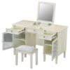 Multi Functional 2 In 1 Vanity Desk With Flip Top Mirror Material - White Oak - Image 8