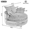 360° Swivel Sofa Chair Accent Barrel Chair With Dual Layer Cushion And 3 Removable Pillows, Corduroy - Gray - Image 2