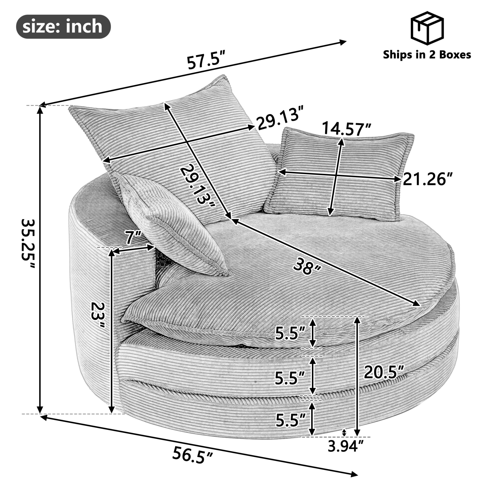 360° Swivel Sofa Chair Accent Barrel Chair With Dual Layer Cushion And Removable Pillows - Red - Image 2