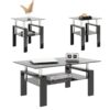 Modern Tempered Glass Tea Table, End Square Table For Living Room (Set of 2) - Black - Image 9