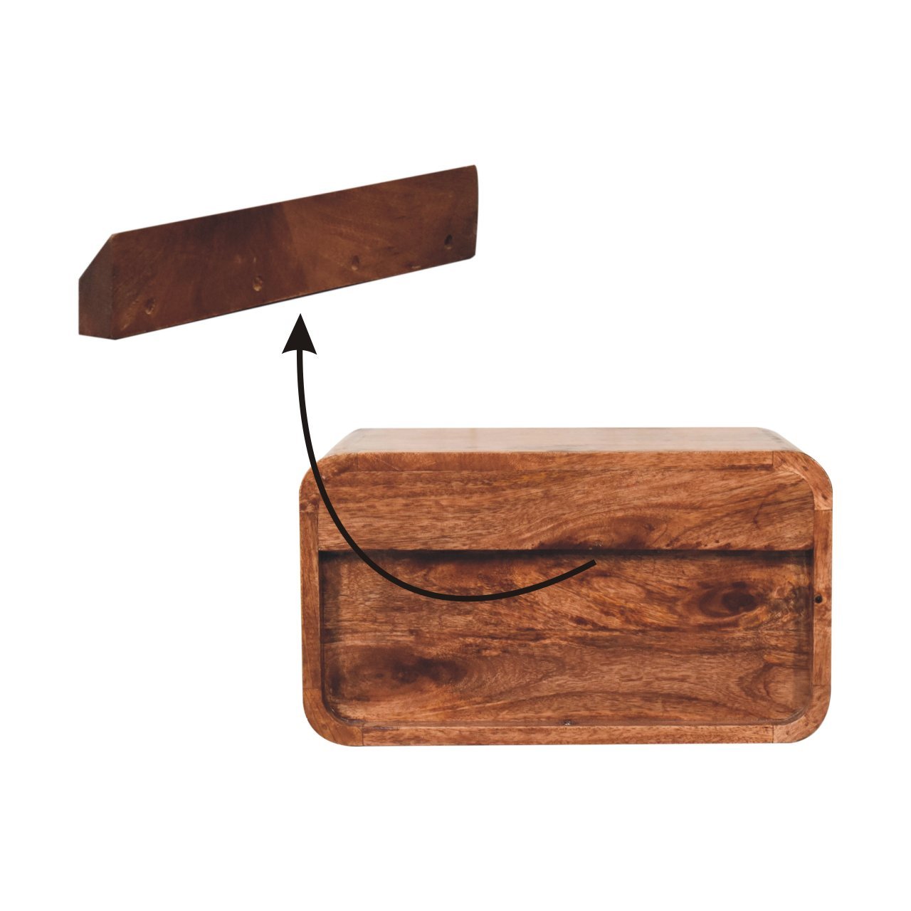 2 Drawer Floating Bedside Table - Caramel - Image 5