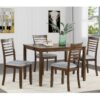5 Pieces Modern Dining Set, Rectangular Wooden Dining Table With 4 Upholstered Chairs For Kitchen, Dining Room - Walnut - Image 2