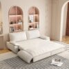 Queen Pull Out Sofa Bed, 3 In 1 Convertible Sleeper Sofa Multifunctional Velvet Loveseat Bed - Beige - Image 8