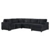 Oversized Sectional Sofa U Shaped Sofa With Chaise Lounge And 3 Soft Throw Pillows Corduroy Fabric - Black - Image 8
