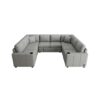 Multi Functional U Shaped Sectional Sofa Convertible Pull Out Bed Chenille - Gray - Image 9