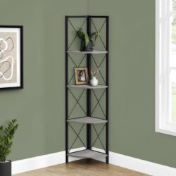 Bookshelf, Bookcase, Etagere, Corner, 4 Tier, Office, Contemporary & Modern - Gray