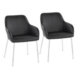 Daniella - Contemporary Dining Chair (Set of 2) - Chrome / Black