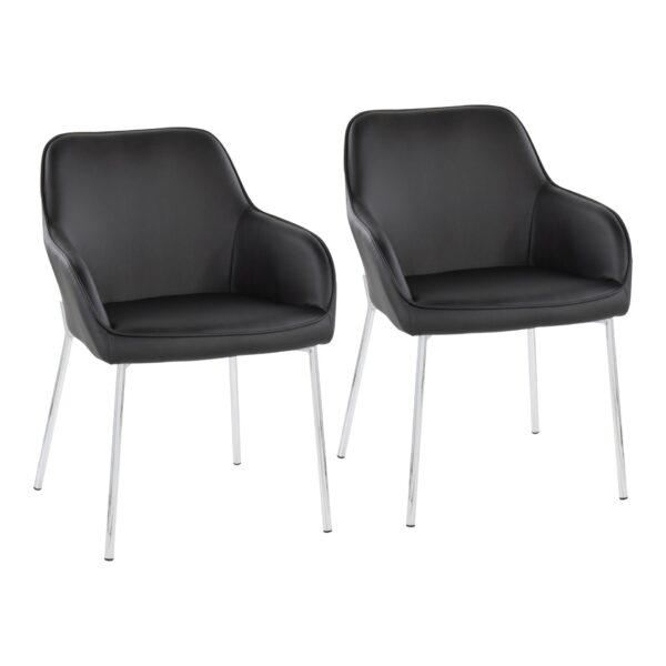 Daniella - Contemporary Dining Chair (Set of 2) - Chrome / Black