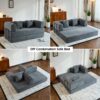 Convertible Sleeper Sofa Bed With Cylindrical Pillow, Floor Sofa Lounge Couch For Living Room - Gray - Image 7