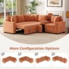 L Shaped Convertible Sofa Bed With Pull Out Bed, Cup Holders, And Storage - Orange - Image 6