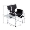 Padded Folding Outdoor Chair With Side Table And Storage Pockets, Lightweight Oversized Directors Chair For Indoor, Outdoor Camping, Picnics And Fishing (Set of 2) - Black / Gray - Image 3
