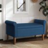Upholstered Storage Bench With Rolled Armrests - Blue - Image 10