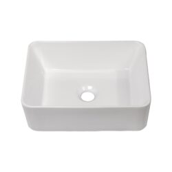 Modern Rectangular Bathroom Vessel Sink Glossy Porcelain Ceramic Vanity Basin Design For Contemporary Bathroom Decor - White