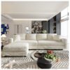 Plush Corduroy 4 Seat Sofa, Modern Comfy Upholstered Sofa Cloud Couch, Deep Seat Couches With Soft Pillows And 3 Ottomans, Convertible Sofa Lounge Chair, For Living Room, Apartment, Office - Beige - Image 26
