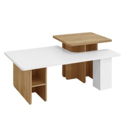 Nesting Coffee Tables Farmhouse, Rectangle Coffee Table Living Room Sofa Side Table For Living Room (Set of 2) - White