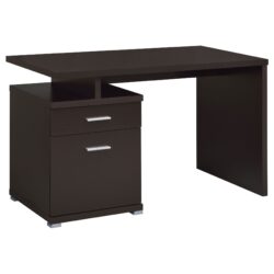 Sleek Office Desk With 2 Drawers Reversible - Cappuccino