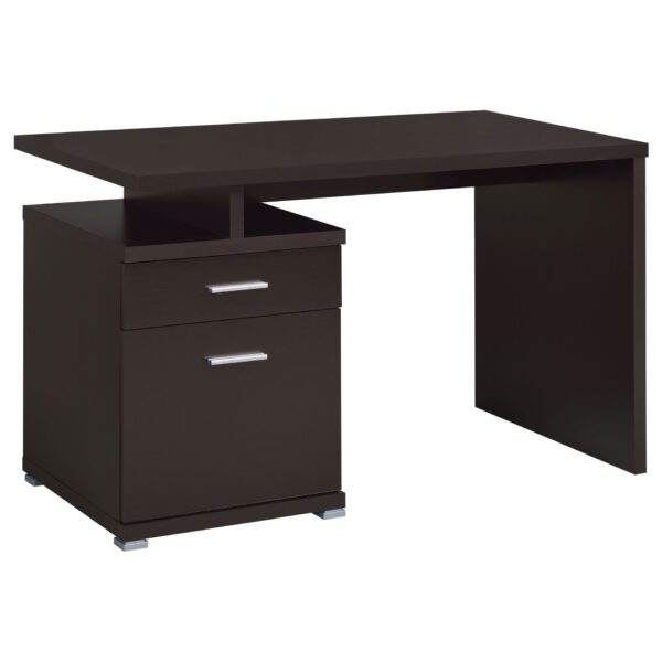 Sleek Office Desk With 2 Drawers Reversible - Cappuccino