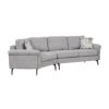 Upholstered 3 Seater Sofa With Curved Design And 2 Printed Pillows Chenille - Gray - Image 11