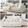 Plush Corduroy 4 Seat Sofa, Modern Comfy Upholstered Sofa Cloud Couch, Deep Seat Couches With Soft Pillows, Convertible Deep Seat Sofa Lounge Chair For Living Room - Beige - Image 5