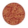 Yolanda - Round Upholstered Accent Ottoman - Red Gold Damask / Gold - Image 3
