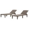2 Piece Outdoor Chaise Lounges With Adjustable Backrest In Light Polypropylene Resin - Light Brown - Image 5