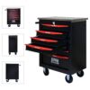 6 Drawer Multifunctional Tool Cart With Wheels, Metal Rolling Tool Cart Storage For Garage Workshop Warehouse Repair Shop With Stainless Steel Roof - Black / Red - Image 7