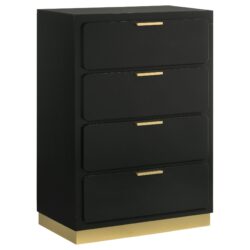 4 Drawer Bedroom Chest With Furniture - Black / Gold