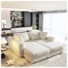 Plush Corduroy 4 Seat Sofa, Modern Comfy Upholstered Sofa Cloud Couch, Deep Seat Couches With Soft Pillows And 3 Ottomans, Convertible Sofa Lounge Chair, For Living Room, Apartment, Office - Beige - Image 5