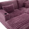 Oversized Double Chaise Lounge Sofa Bed With USB Ports & Cup Holders - Wine Red - Image 23