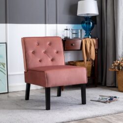 Reese - Living Room Armless Button Tufted Pattern Accent Chair (Set of 2) - Rose