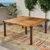 Lankershim - Modern Industrial Dining Table With Acacia Wood Slat Design - Teak - Image 2