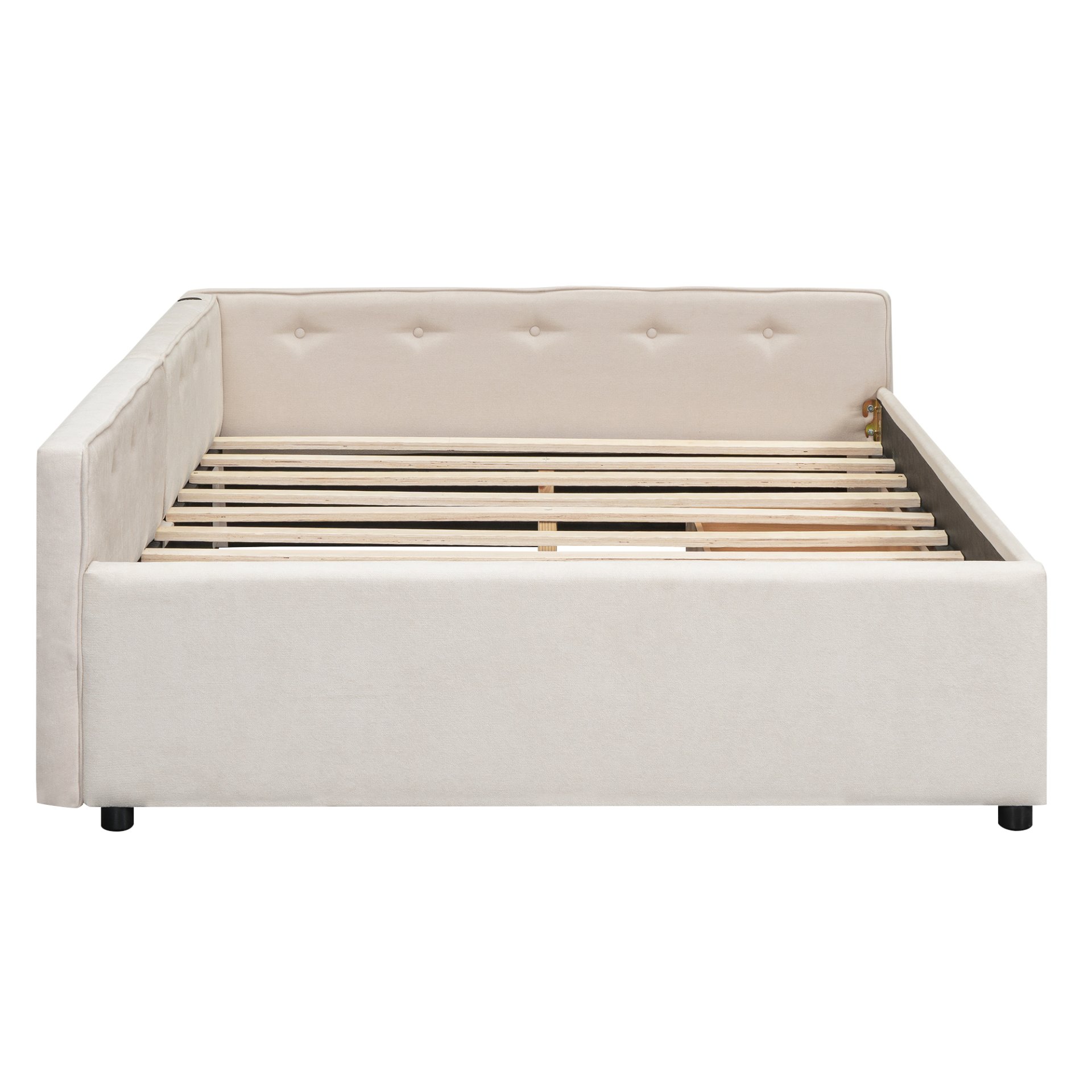 Full Size Upholstered Platform Bed With USB Ports And Storage Drawers - Beige - Image 11