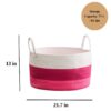 Cotton Round Laundry And Storage Basket With Handles - Pink / White - Image 3