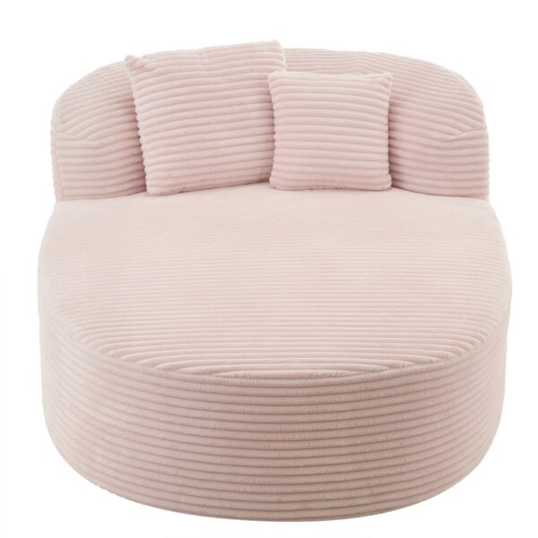 Chaise Lounge Sofa Boneless Couch Sofa Bed With 2 Supportive Pillows - Pink